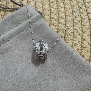 Fred David Silver Cylindrical Diamond Necklace